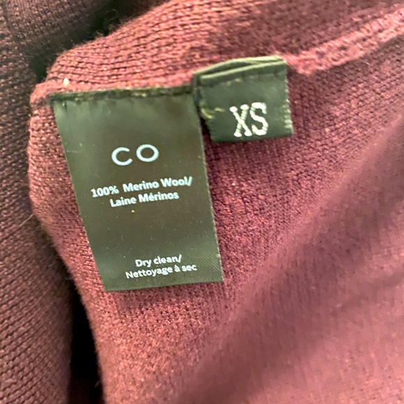 Co. Aubergine Merino Puffy Sleeve Sweater XS - Picture 3 of 3